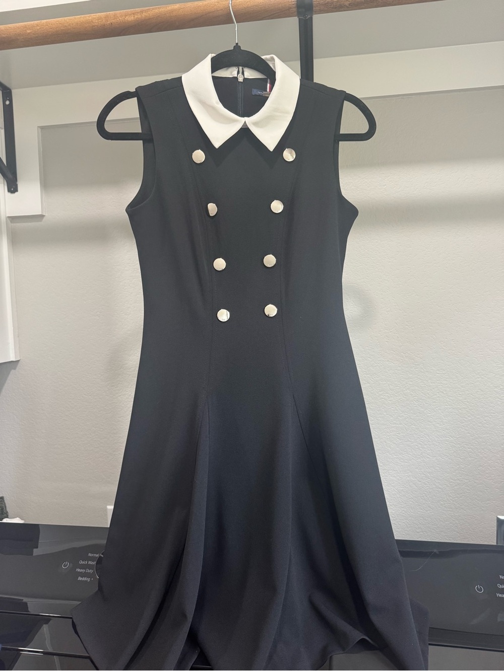 Tommy Hilfiger Black Sleeveless Mini Dress with White Collar